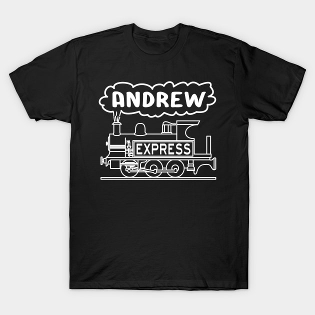 Andrew Boys Name Steam Train Locomotive For Andrew T-Shirt by Maljonic